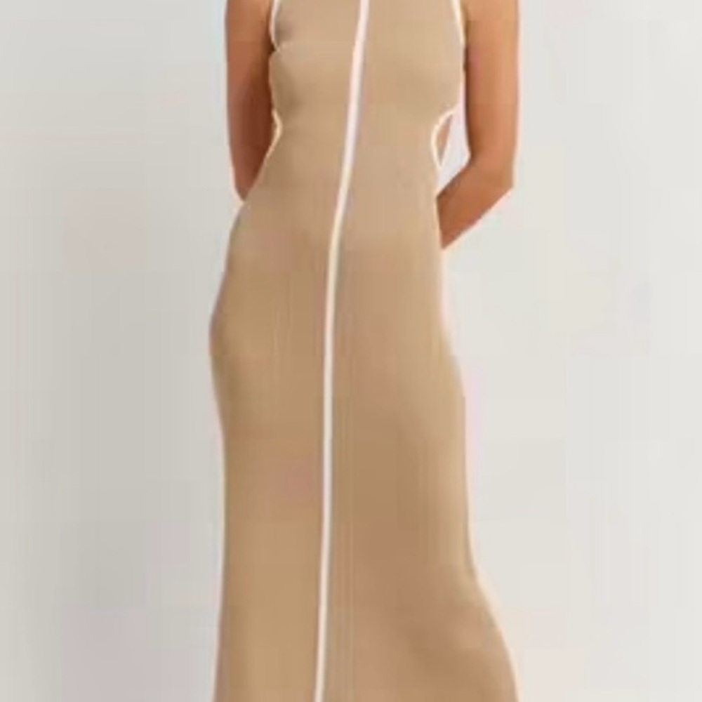 DISSH Tan Knit Dress with White Accents
